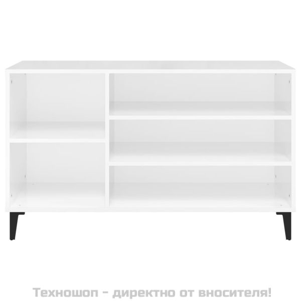 Шкаф за обувки, бял гланц, 102x36x60 см, инженерно дърво