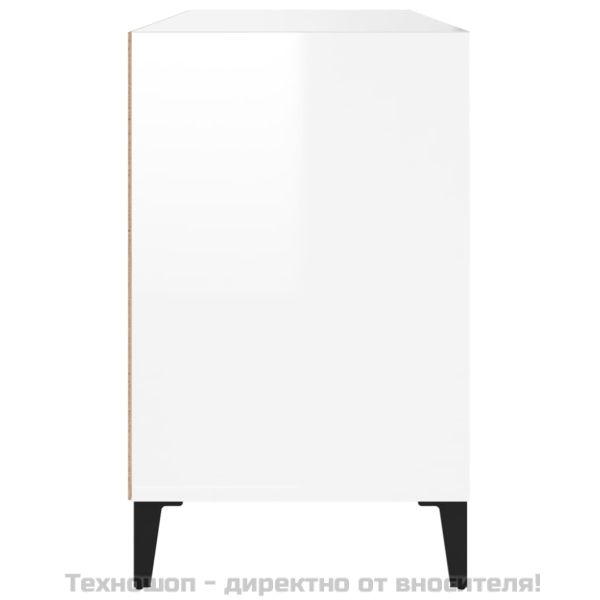 Шкаф за обувки, бял гланц, 102x36x60 см, инженерно дърво