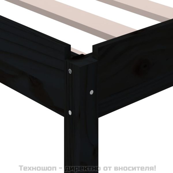 Стифиращо легло, черно, 80x200 см, борово дърво масив