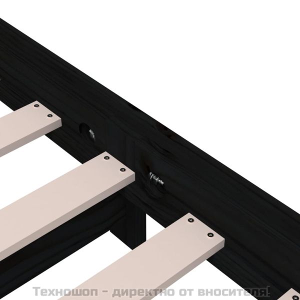 Стифиращо легло, черно, 80x200 см, борово дърво масив