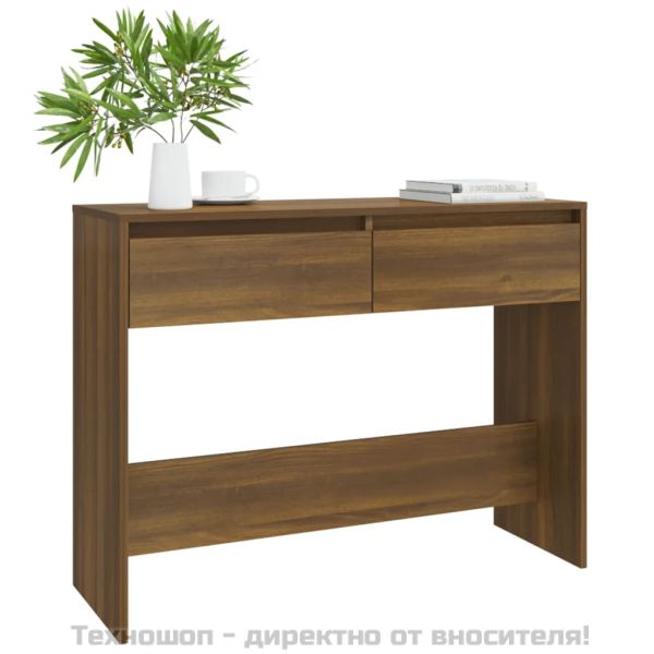 Конзолна маса, кафяв дъб, 100x35x76,5 см, инженерно дърво