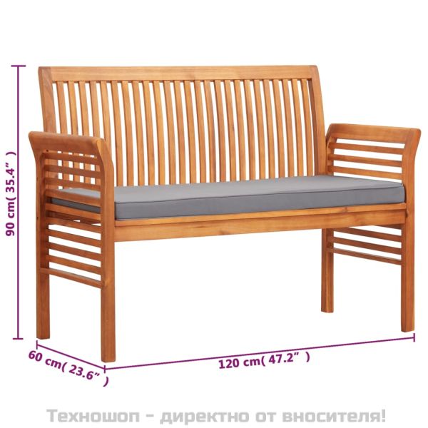 2-местна градинска пейка с възглавница, 120 см, акация масив