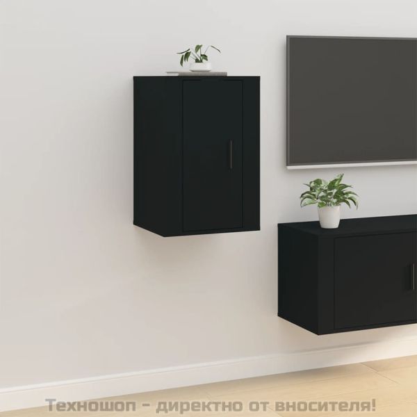 ТВ шкаф за стенен монтаж, черно, 40x34,5x60см