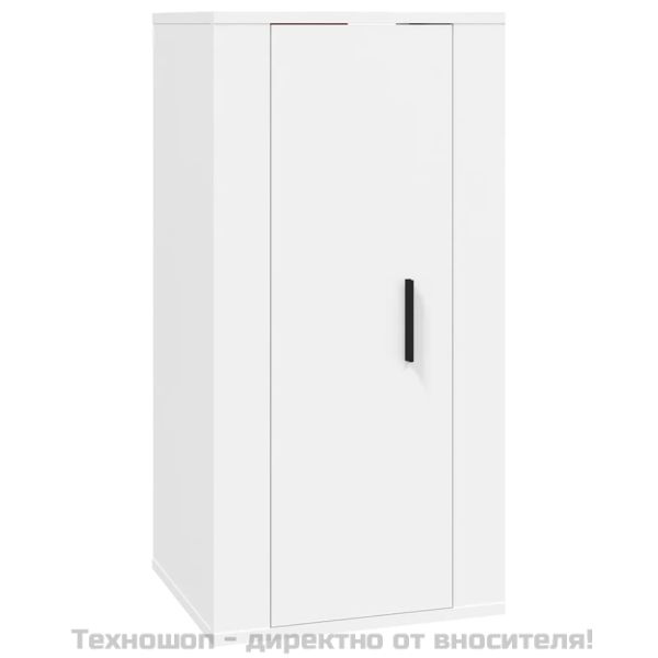 ТВ шкаф за стенен монтаж, бял, 40x34,5x80 см