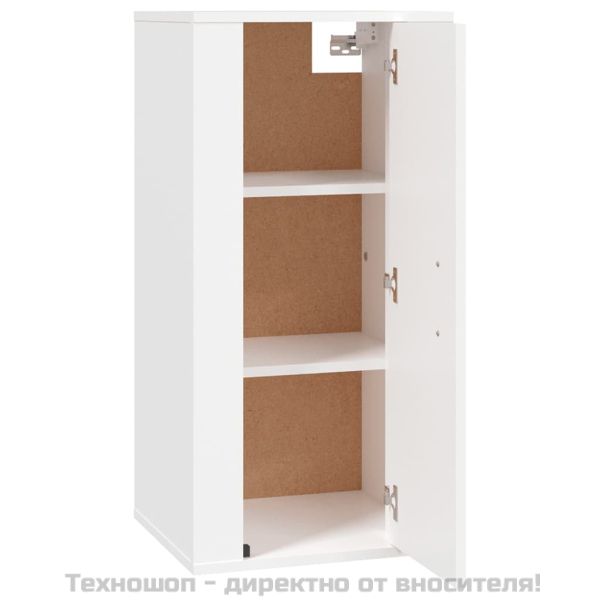 ТВ шкаф за стенен монтаж, бял, 40x34,5x80 см