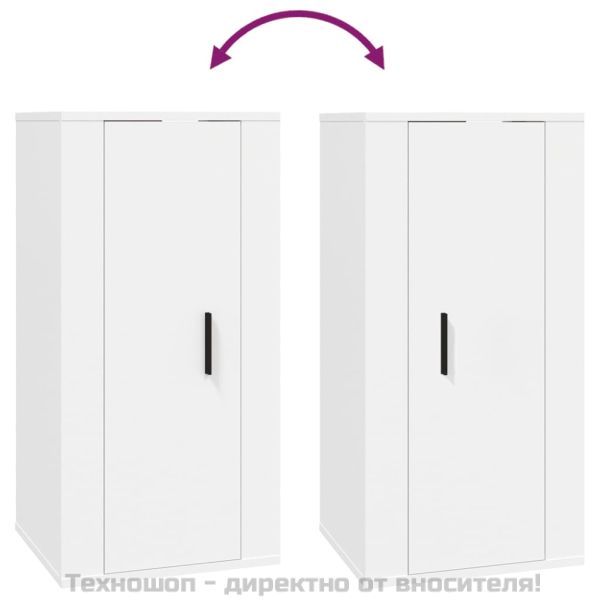 ТВ шкаф за стенен монтаж, бял, 40x34,5x80 см