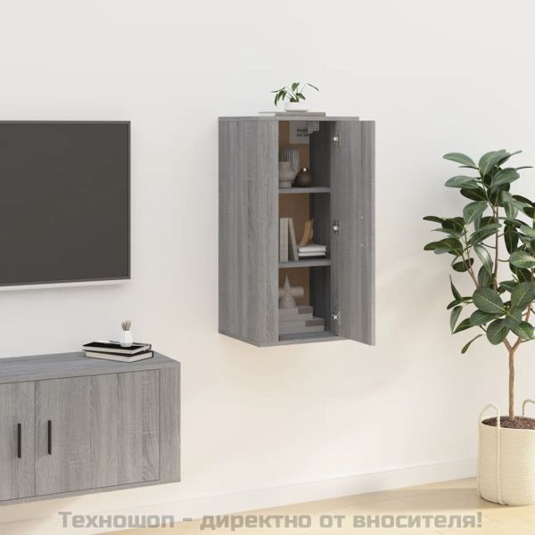 ТВ шкаф за стенен монтаж, сив сонома, 40x34,5x80 см