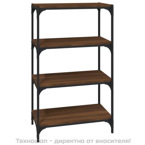 Библиотека, кафяв дъб, 60x33x100 см, инженерно дърво и стомана