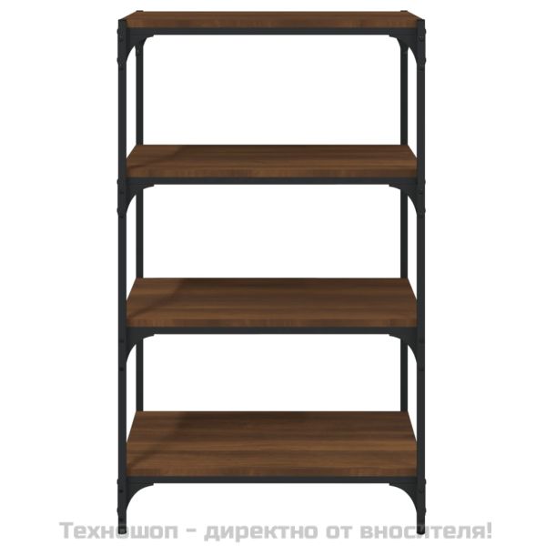 Библиотека, кафяв дъб, 60x33x100 см, инженерно дърво и стомана