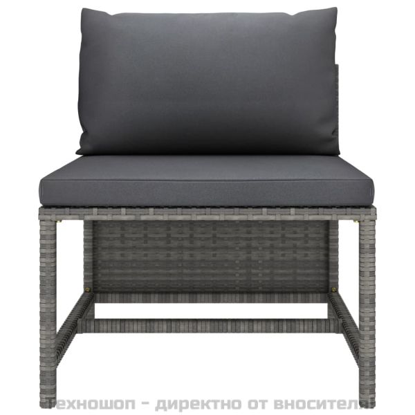 Градински комплект с възглавници, 2 части, полиратан, сив