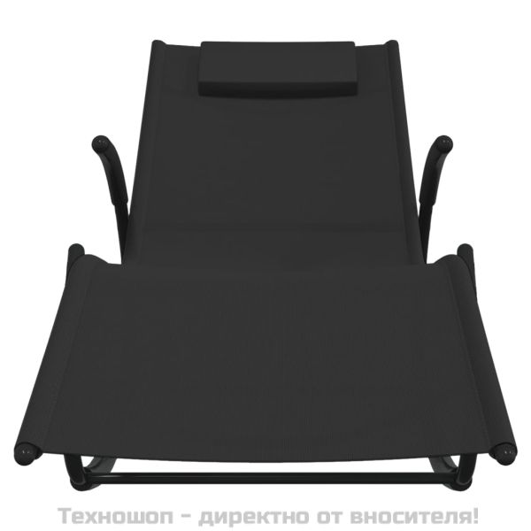 Люлеещ се шезлонг, черен, стомана и textilene