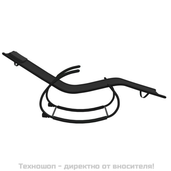 Люлеещ се шезлонг, черен, стомана и textilene