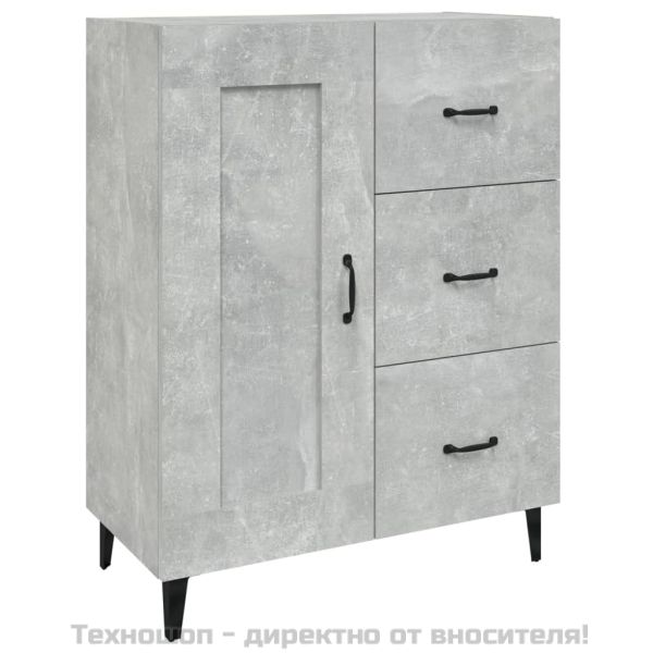 Сайдборд, бетонно сив, 69,5x34x90 см, инженерно дърво