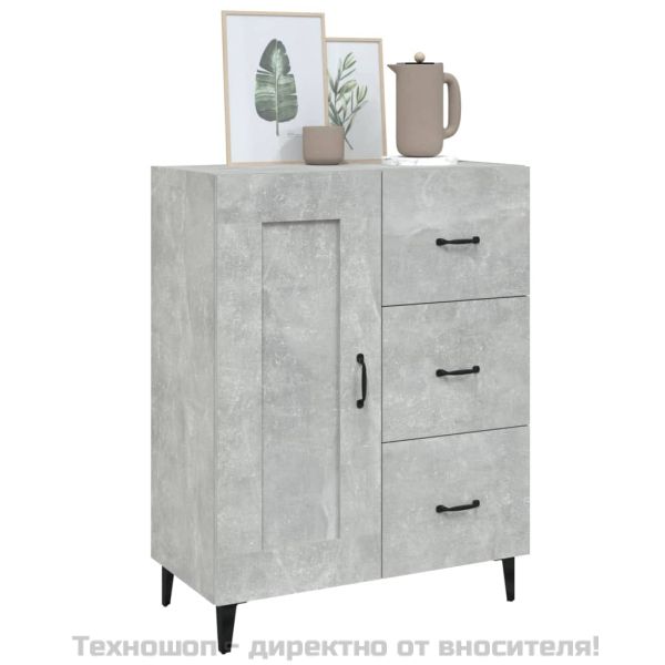 Сайдборд, бетонно сив, 69,5x34x90 см, инженерно дърво