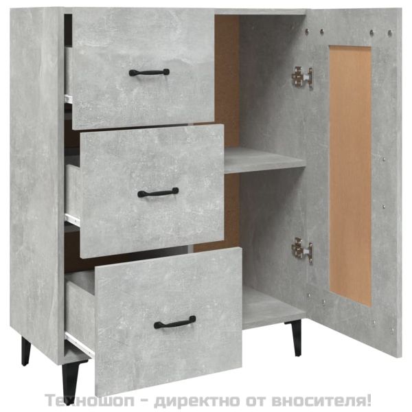 Сайдборд, бетонно сив, 69,5x34x90 см, инженерно дърво