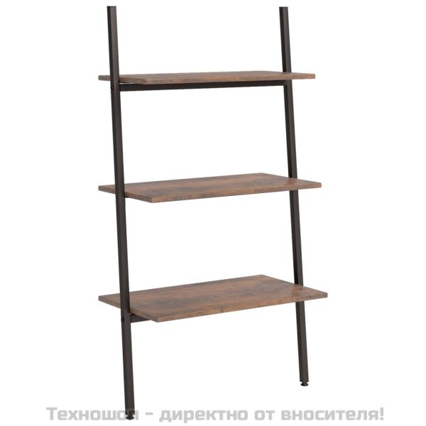 Етажерка стълба с 3 рафта тъмнокафяво и черно 64x34x116 см