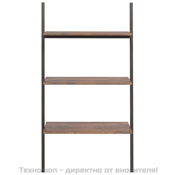 Етажерка стълба с 3 рафта тъмнокафяво и черно 64x34x116 см