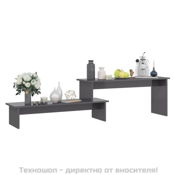 ТВ шкаф, сив гланц, 180x30x43 см, инженерно дърво