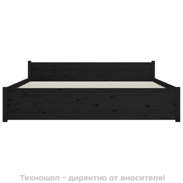Рамка за легло, черна, масивно дърво, 140х190 см