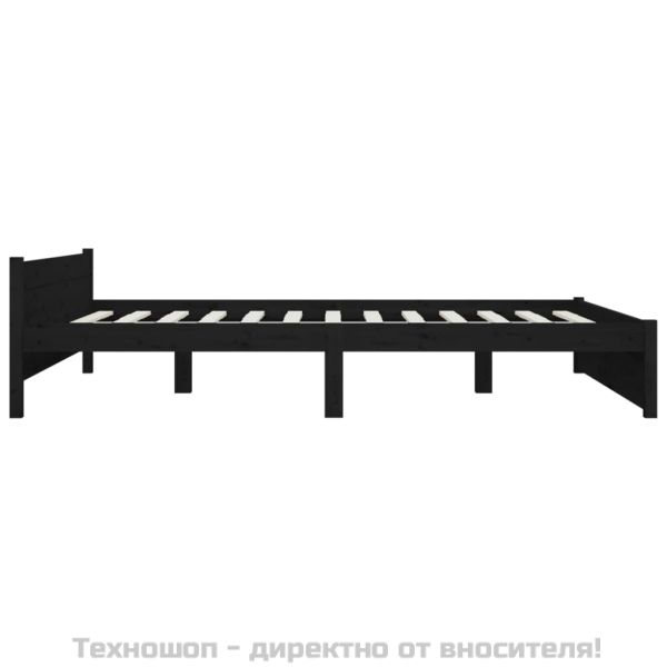 Рамка за легло, черна, масивно дърво, 140х190 см