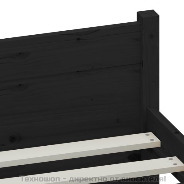 Рамка за легло, черна, масивно дърво, 140х190 см