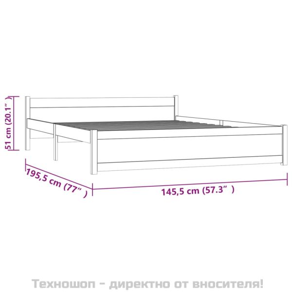 Рамка за легло, черна, масивно дърво, 140х190 см