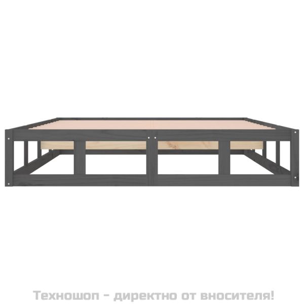 рамка за легло сиво 150x200 см King Size масивно дърво