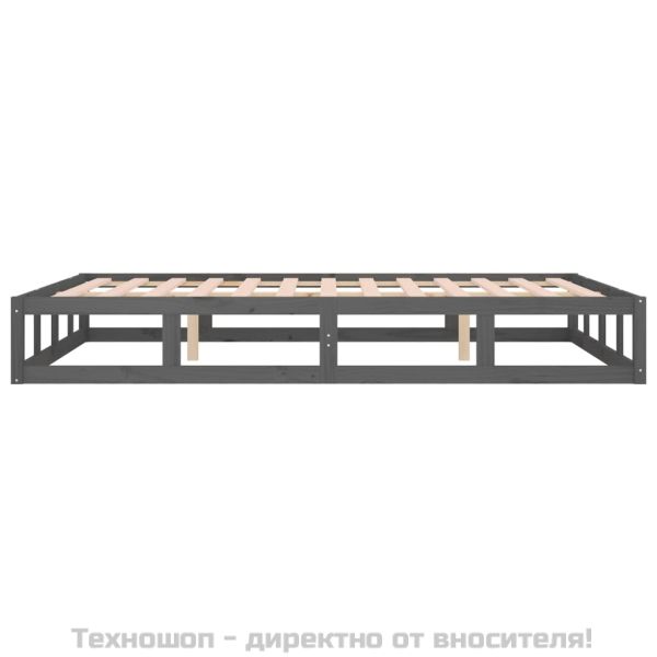 рамка за легло сиво 150x200 см King Size масивно дърво