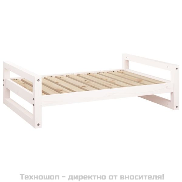 Кучешко легло, бяло, 95,5x65,5x28 см, борова дървесина масив