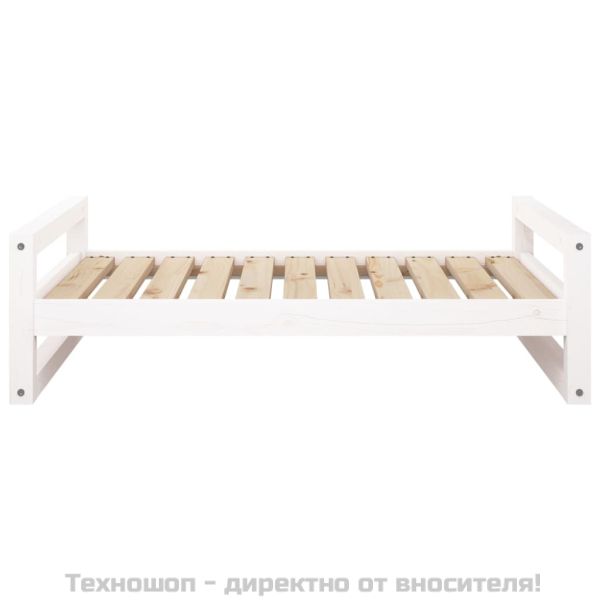 Кучешко легло, бяло, 95,5x65,5x28 см, борова дървесина масив