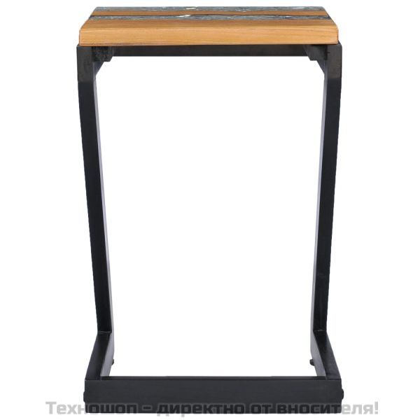 Маса за кафе, 30x30x50 см, тиково дърво масив и полирезин