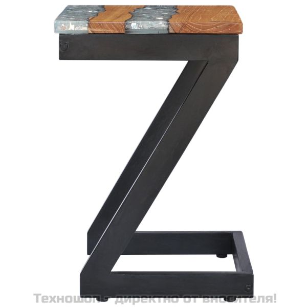 Маса за кафе, 30x30x50 см, тиково дърво масив и полирезин