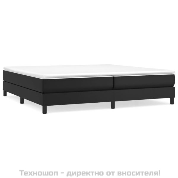 Боксспринг легло с матрак, черно, 200x200 см, изкуствена кожа
