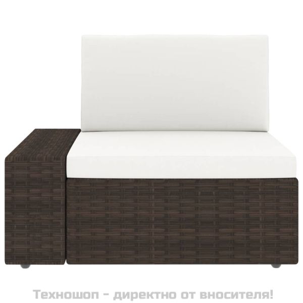 Триместен модулен диван, полиратан, кафяв