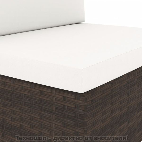 Триместен модулен диван, полиратан, кафяв