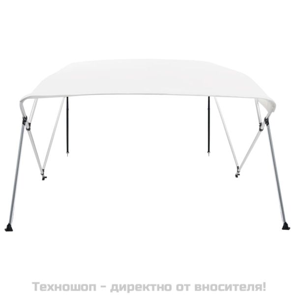 Тента за лодка, 4 дъги, бяла, 243x196x137 см