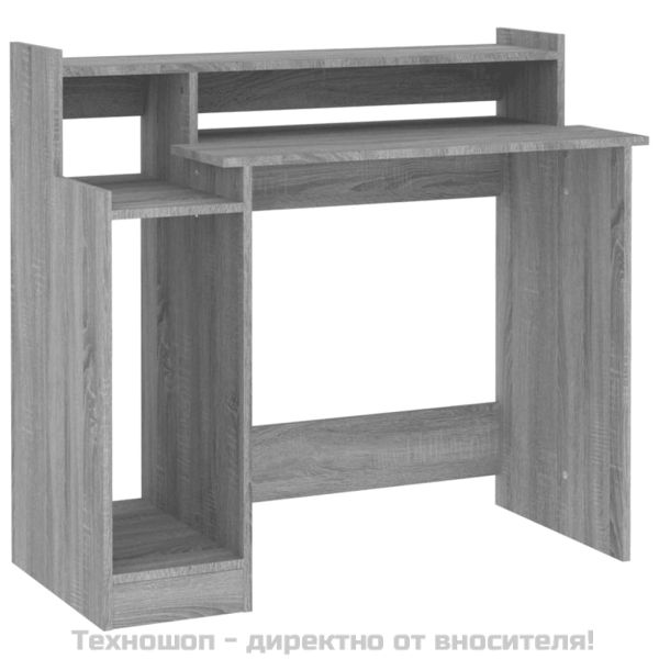 Бюро с LED осветление, сив сонома, 97x45x90 см, инженерно дърво