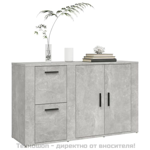 Сайдборд, бетонно сив, 100x33x59,5 см, инженерно дърво
