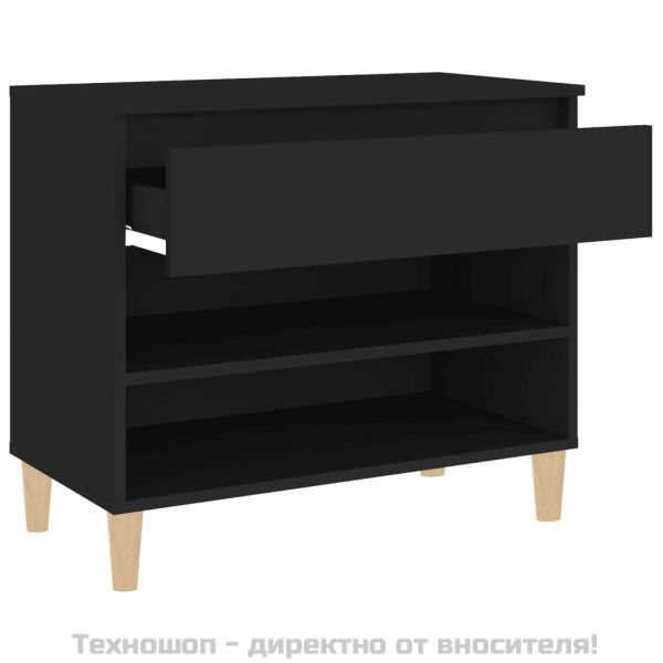 Шкаф за обувки, черен, 70x36x60 см, инженерно дърво