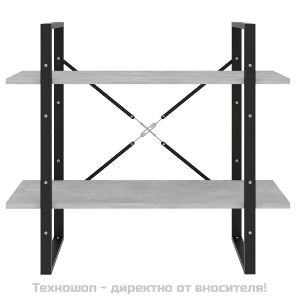 2-етажна библиотека, бетонно сива, 80x30x70 см, инженерно дърво