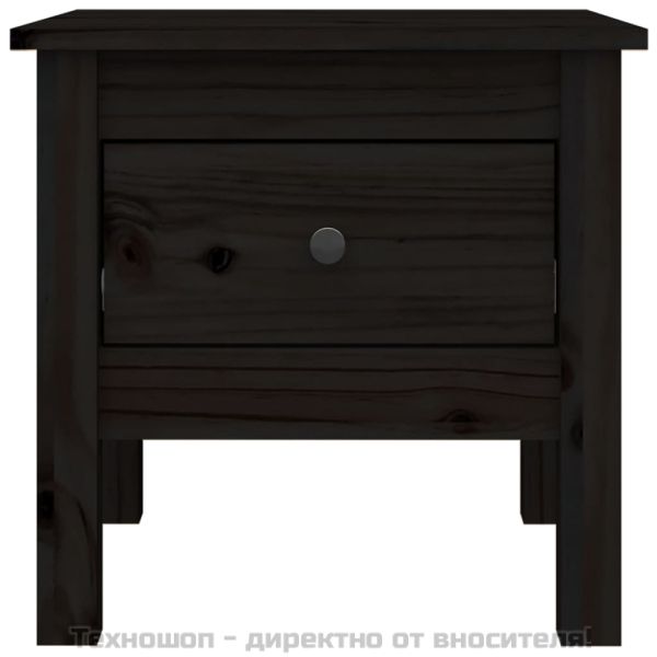 Странични масички, 2 бр, Черен, 40x40x39 см, борово дърво масив