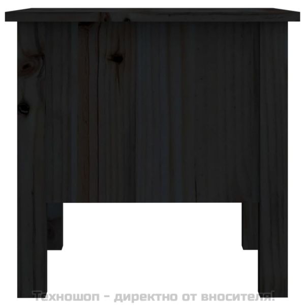 Странични масички, 2 бр, Черен, 40x40x39 см, борово дърво масив