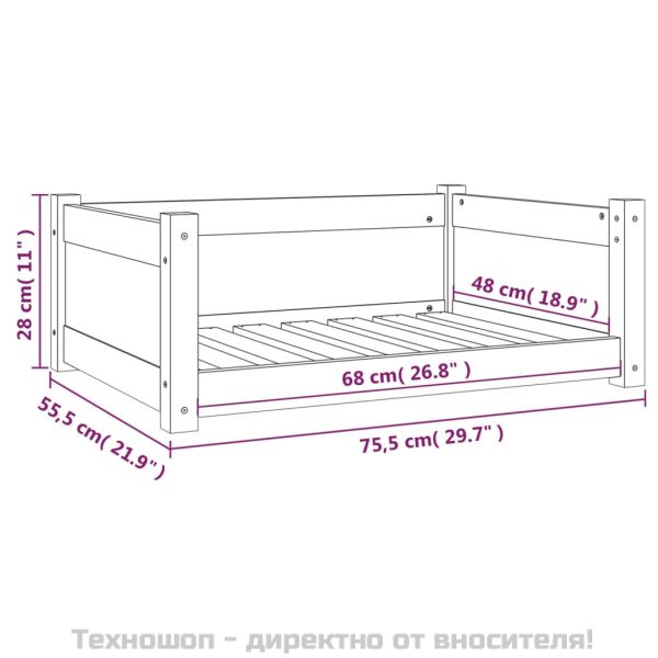 Кучешко легло, 75,5x55,5x28 см, борова дървесина масив
