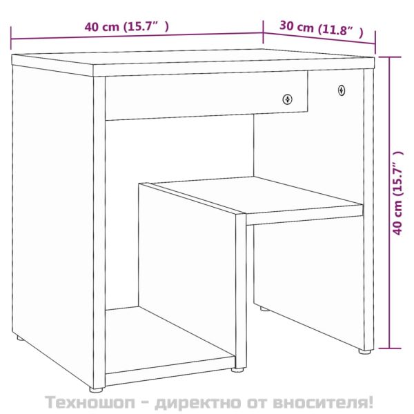 Нощни шкафчета, 2 бр, кафяв дъб, 40x30x40 см, инженерно дърво