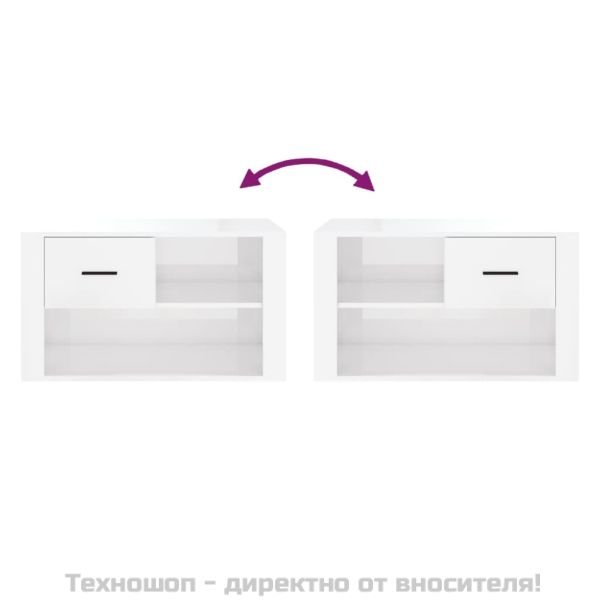 Шкаф за обувки, бял гланц, 80x35x45 см, инженерно дърво