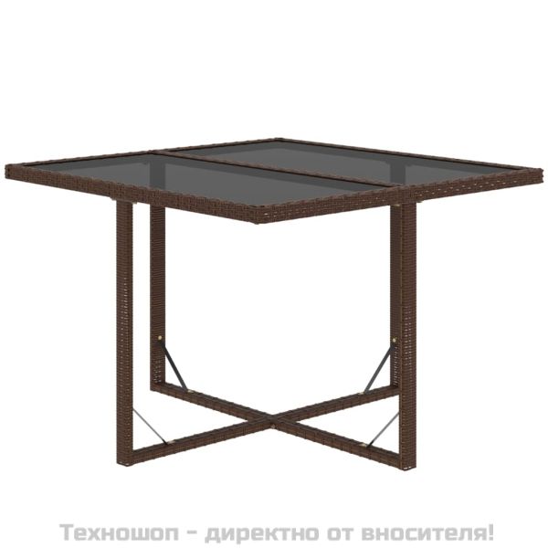 Градински комплект с възглавници 9 части полиратан кафяв