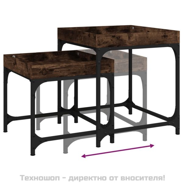 Странични маси, 2 бр, опушен дъб, инженерно дърво