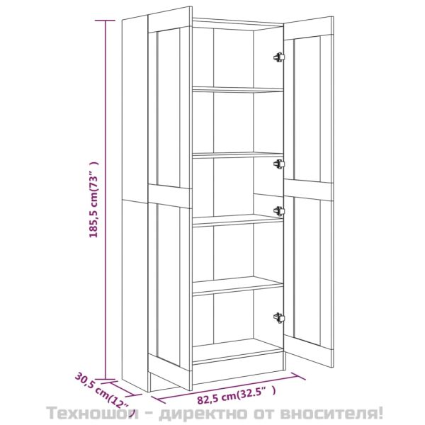 Шкаф за книги, сив сонома, 82,5x30,5x185,5 см, инженерно дърво