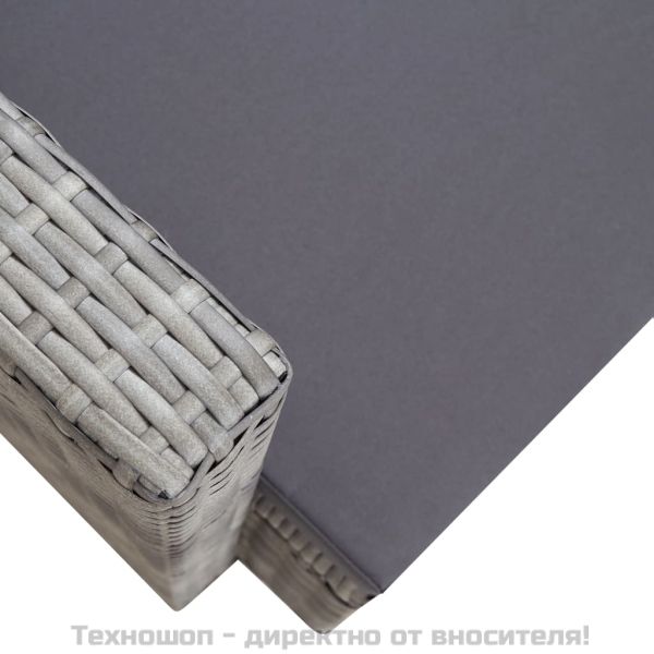 Градински стол с възглавници, полиратан, сив