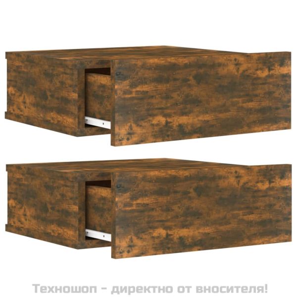 Плаващи нощни шкафчета 2 бр опушен дъб 40x30x15 см инж. дърво